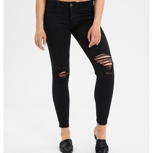 American eagle black, distressed jeggings size 4